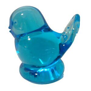 Leo Ward Art Glass Blue Bird Figurine 1988 Vintage Signed Collectible 1.75"